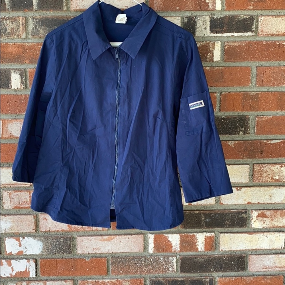 Authentic Vintage Girls Scouts of America Blue Zipup Blouse Made in USA🇺🇸💙👕🩵
